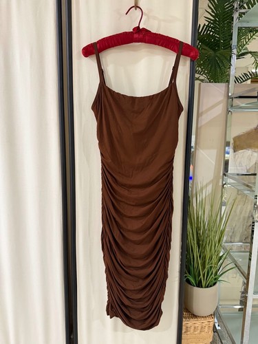 Popilush brown ruched bodycon - popilush,