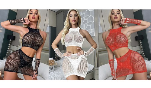 Womens piece glitter mesh - 2,