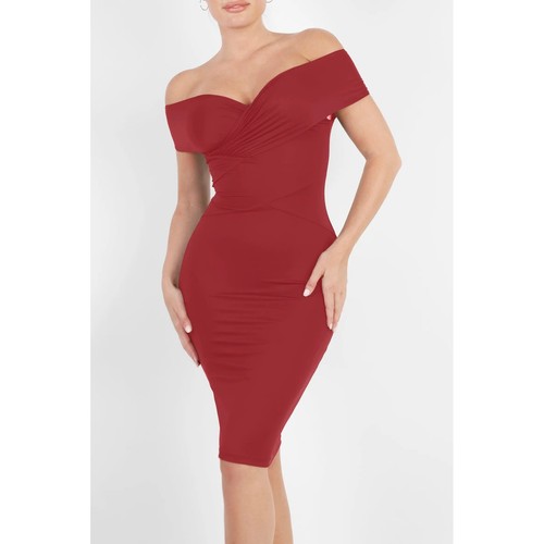 Popilush red off shoulder - red,